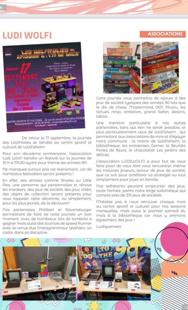 Petit article dans le Wolfi info – 27 juillet 2023